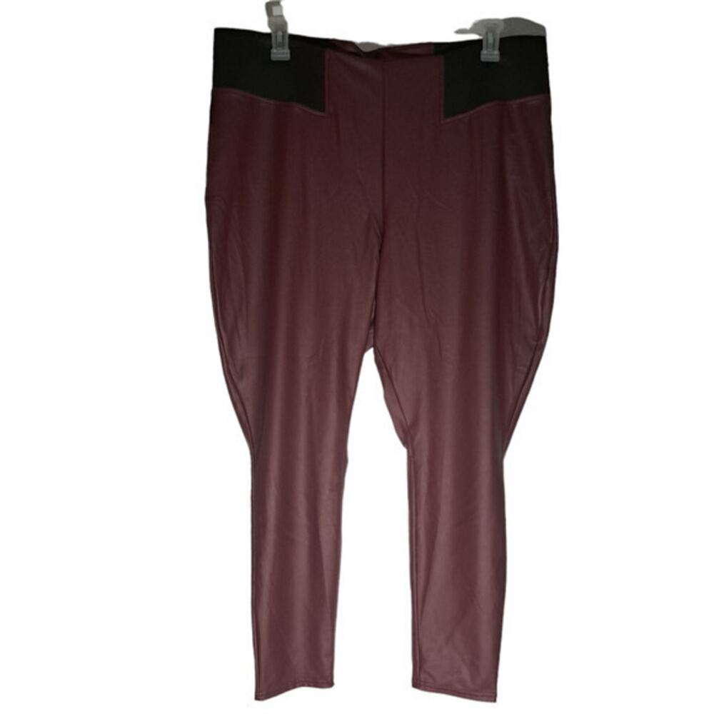 simply vera brown imitation leather  pants size‎ 2X